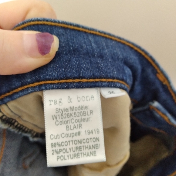 Rag & Bone Medium Wash Ankle Skinny Frayed Hem Midrise Jeans Size 25 - Picture 11 of 14
